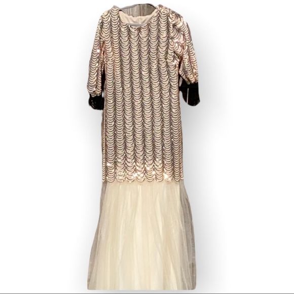 NWOT GOWN prom party Beautiful gold sequin Fish scale gown - Picture 1 of 3
